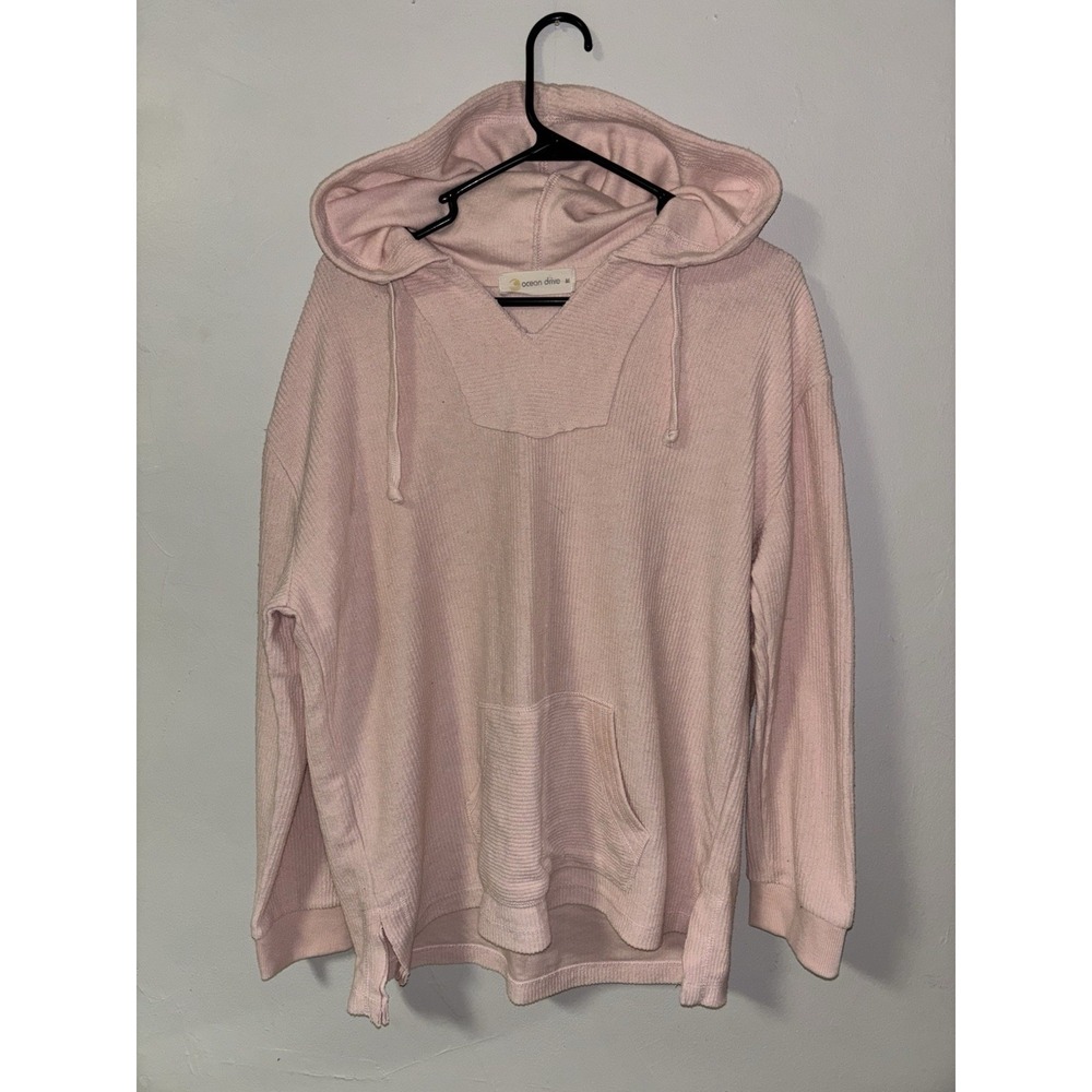 Ocean Drive Women's Pullover Hoodie Size Medium Pink Cozy & Comfortable